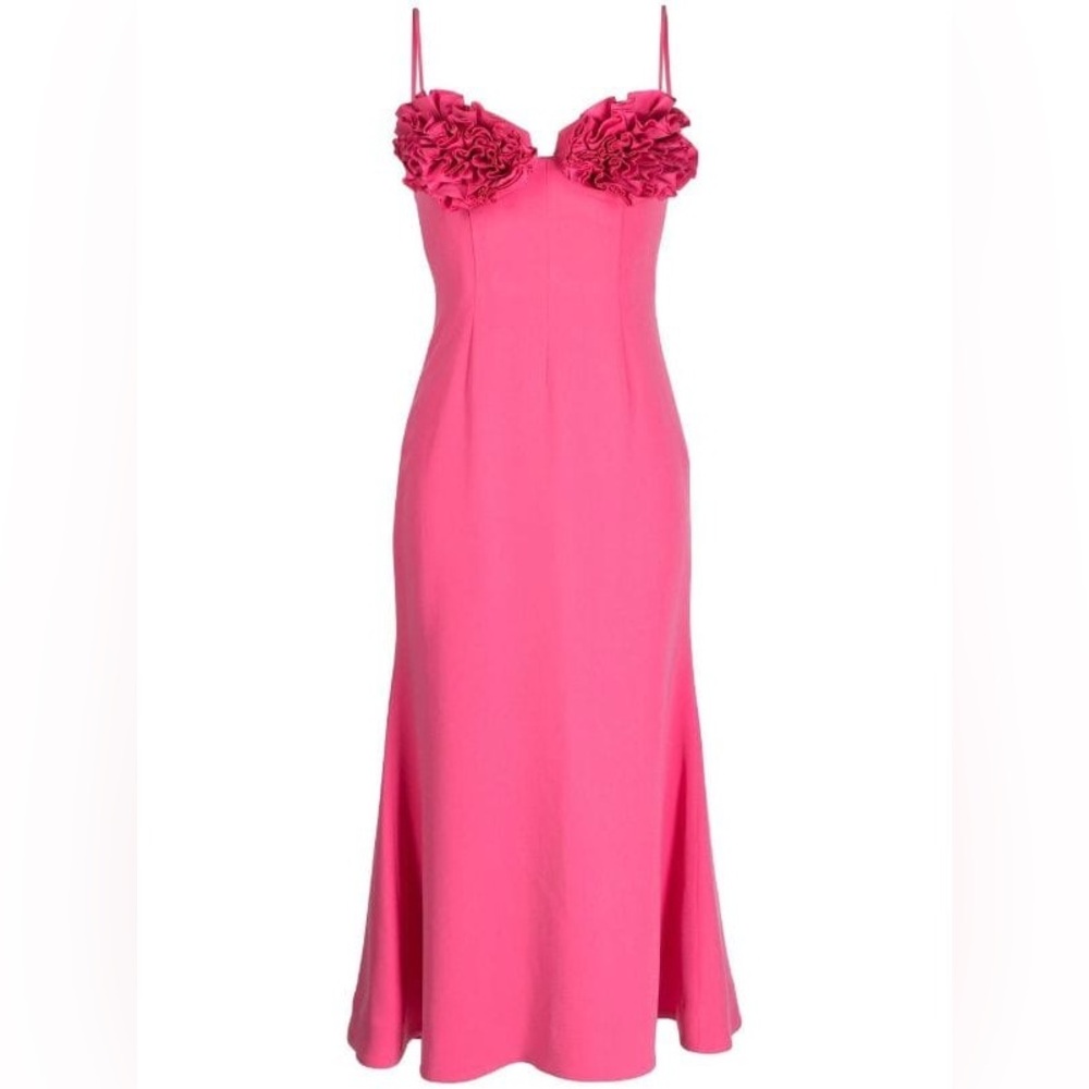 Rachel Gilbert Margot Ruffled Midi Dress Pink AU0/US2 NWT
